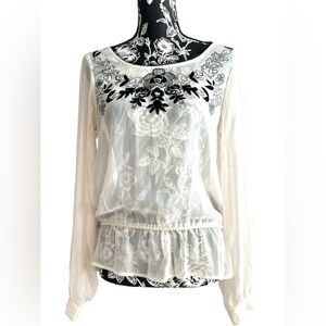OLSENBOYE sheer embroidered blouse